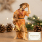 Preview: Handbemalte Krippenfigur Hirte mit einem Hund, ca. 10 cm, K 909-11